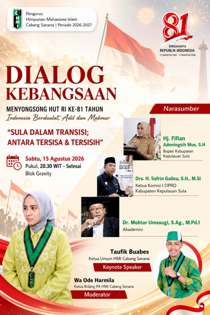 HMI Cabang Sanana Gelar Dialog Kebangsaan Hadirkan Bupati